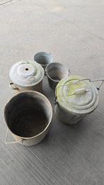 Oude Zinken Emmers / Prullenbakken, Ophalen of Verzenden, Gebruikt, Zink, Met deksel