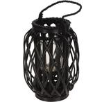 Lantaarn zwart bamboe, Huis en Inrichting, Woonaccessoires | Kandelaars en Kaarsen, Overige materialen, 25 tot 50 cm, Zwart, Nieuw