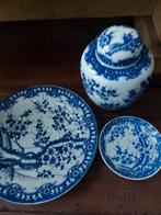 Blauwe gember pot en bijhorende bord, Ophalen of Verzenden