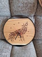Houten Wandklok met Metaal & Epoxy, Huis en Inrichting, Woonaccessoires | Klokken, Ophalen, Zo goed als nieuw, Wandklok