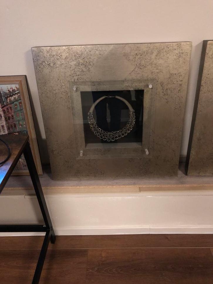 2 Wanddecoraties met Egyptische Sieraden - 80x80 cm, Huis en Inrichting, Woonaccessoires | Wanddecoraties, Zo goed als nieuw, Ophalen of Verzenden