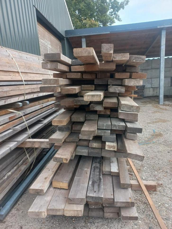 Gr partij gebruikt balkhout van 1 tot 3m  1 euro pm, Doe-het-zelf en Verbouw, Hout en Planken, Zo goed als nieuw, Balk, Vuren