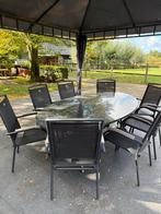 Tuintafel set met & 8 stoelen (incl. kussens), Ophalen, Gebruikt