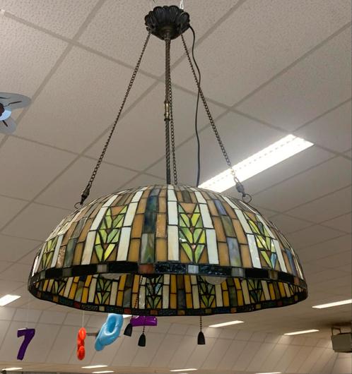 Lamp Prachtige oude Tiffany hanglamp kleurrijke glas-in-lood, Antiek en Kunst, Antiek | Lampen, Ophalen of Verzenden