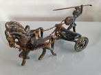Bronzen Achilles op strijdkar met paarden., Antiek en Kunst, Ophalen of Verzenden