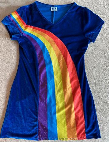 Leuke K3 (verkleed) jurk blauw met regenboog mt 134 6-8 jaar beschikbaar voor biedingen
