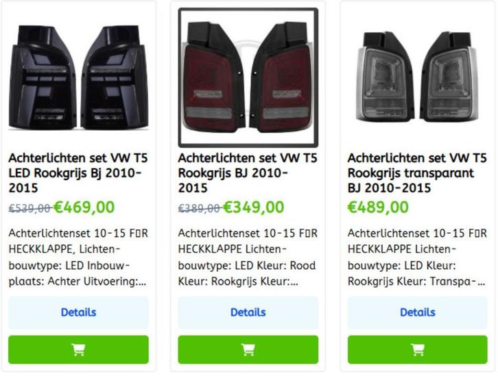 Volkswagen T5 achterlichten tegen ACTIE prijzen vanaf 310€, Auto diversen, Auto-accessoires, Nieuw, Ophalen of Verzenden