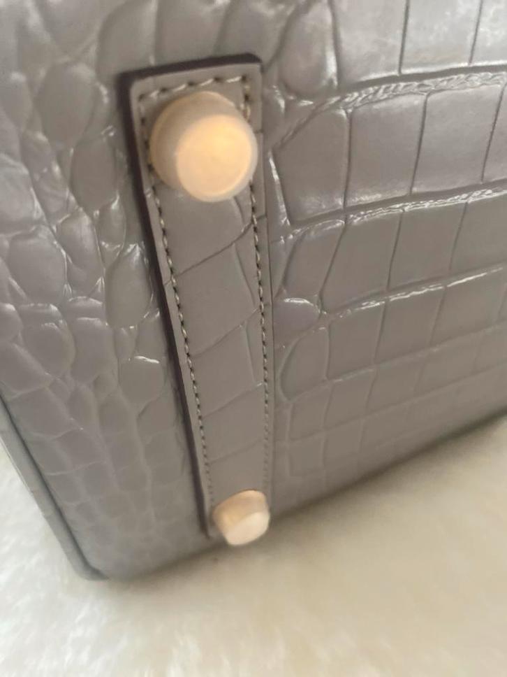 Look a Like Tas - Licht Taupe Croco, Sieraden, Tassen en Uiterlijk, Tassen | Damestassen, Nieuw, Handtas, Grijs, Ophalen of Verzenden