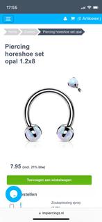 Set piercings met Opal chirurgische staal, ongedragen, Sieraden, Tassen en Uiterlijk, Piercings, Nieuw, Staal, Oor- of Traguspiercing