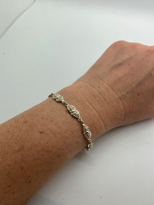 V816 Prachtige 835 zilveren filigrain armband, Sieraden, Tassen en Uiterlijk, Antieke sieraden, Armband, Zilver, Ophalen of Verzenden