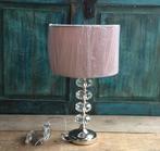Tafellamp met kristal voet en roze fluweel kap (NIEUW), Minder dan 50 cm, Nieuw, Ophalen of Verzenden