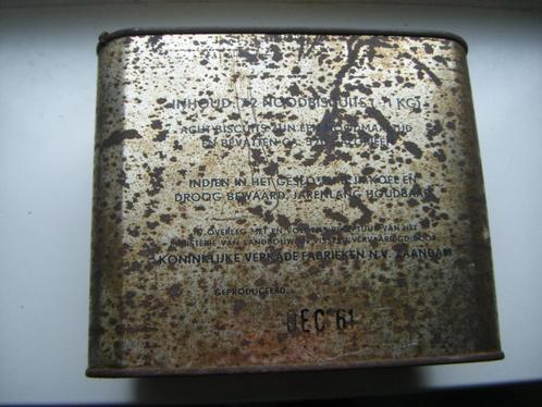 1961 Noodbiscuits,Verkade,Cubacrisis,sleuteltje,vol blik, Verzamelen, Blikken, Koek(jes), Verkade, Ophalen of Verzenden