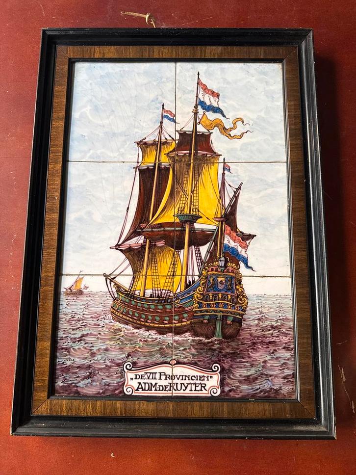 Tegeltableau "De 7 Provinciën", Antiek en Kunst, Antiek | Wandborden en Tegels, Ophalen of Verzenden