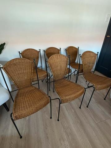 Prachtige vintage design rotan stoelen Frederick Weinberg beschikbaar voor biedingen