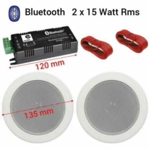 Bluetooth plafond luidspreker set wit 2x 13,5 Cm 60Watt [KJ-, Audio, Tv en Foto, Luidsprekers, Nieuw, Front, Rear of Stereo speakers