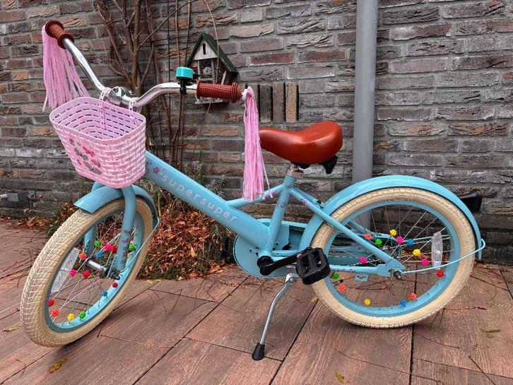 Kinderfiets meisje 14 inch, met mandje, stoel en zijwieltjes, Fietsen en Brommers, Fietsen | Kinderfietsjes, Zo goed als nieuw