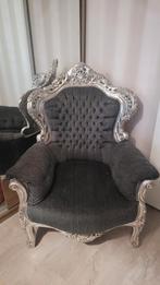 Brocante Stoel met Zilveren Details, Huis en Inrichting, Fauteuils, Ophalen, Gebruikt, 50 tot 75 cm