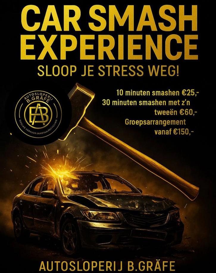 Car Smash Experience - Sloop je stress weg!, Auto diversen, Overige Auto diversen, Ophalen