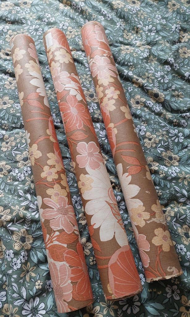 3 rollen vintage retro bloemen behang, Huis en Inrichting, Stoffering | Behang, Ophalen of Verzenden