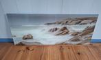 Mooie glazen wanddecoratie met rotsen en ruwe zee., Ophalen, Zo goed als nieuw