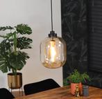 **Elegante Glazen Hanglamp - Amber Glas met Zwarte Details**, Ophalen of Verzenden, Nieuw, Glas, Minder dan 50 cm