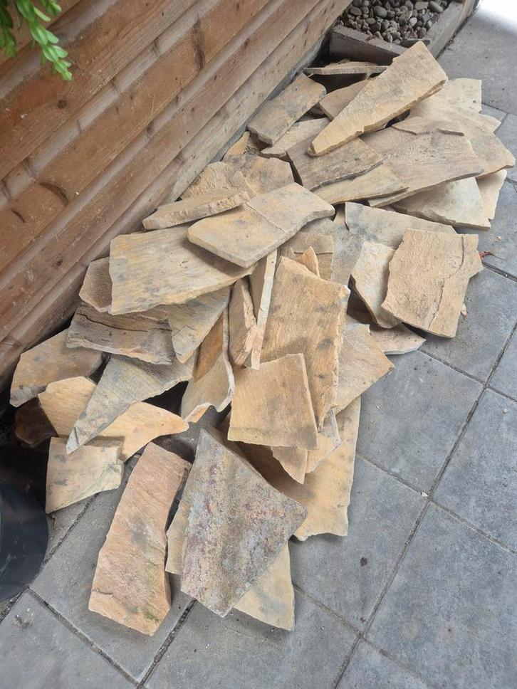 Flagstones + Cement, Tuin en Terras, Tegels en Klinkers, Gebruikt, Terrastegels, Natuursteen, Minder dan 5 m², Ophalen of Verzenden