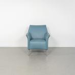 1x Leolux Mayuro Fauteuil Lichtblauw Leer - Chroom, Niet ingevuld, Minder dan 75 cm, Niet ingevuld, Ophalen of Verzenden