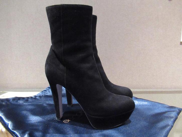 Sergio Rossi zwarte suède platform laarzen, mt 37, Kleding | Dames, Schoenen, Nieuw, Lage of Enkellaarzen, Zwart, Verzenden