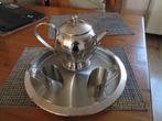 Thee set Metaal Dienblad Theepot 2 glashouders zonder glazen, Ophalen of Verzenden