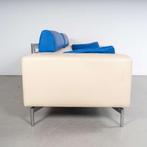 1x Leolux Howlo 3-zits/220cm Bank Blauw/Wit – Leer, Huis en Inrichting, Banken | Bankstellen, Niet ingevuld, Gebruikt, Niet ingevuld