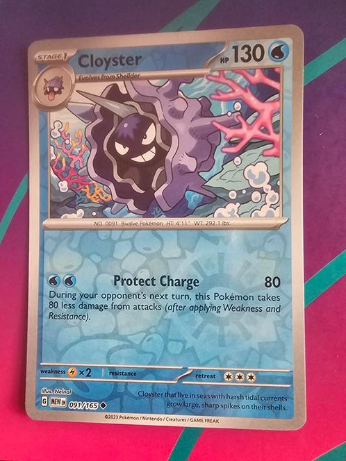Pokémon kaart - 151/Mew - Cloyster 91/165 reverse uncommon, Hobby en Vrije tijd, Verzamelkaartspellen | Pokémon, Nieuw, Losse kaart