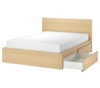 Bed 140 x 200 ikea, Huis en Inrichting, Slaapkamer | Bedden, Overige materialen, Beige, Houtlook boho, 140 cm