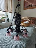 hanglamp met 6 roze kelken Moreau, Antiek en Kunst, Antiek | Lampen, Ophalen