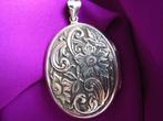 Mooi groot zilveren jugendstill medaillon - flowers., Verzenden, Zilver, Hanger