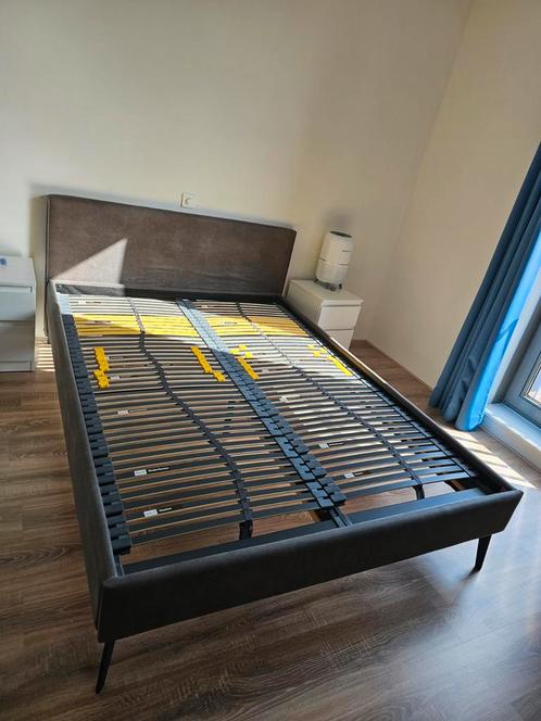 Bed Novelle antraciet twijfelaar 140×200 incl lattenbodem, Huis en Inrichting, Slaapkamer | Bedden, Zo goed als nieuw, Tweepersoons