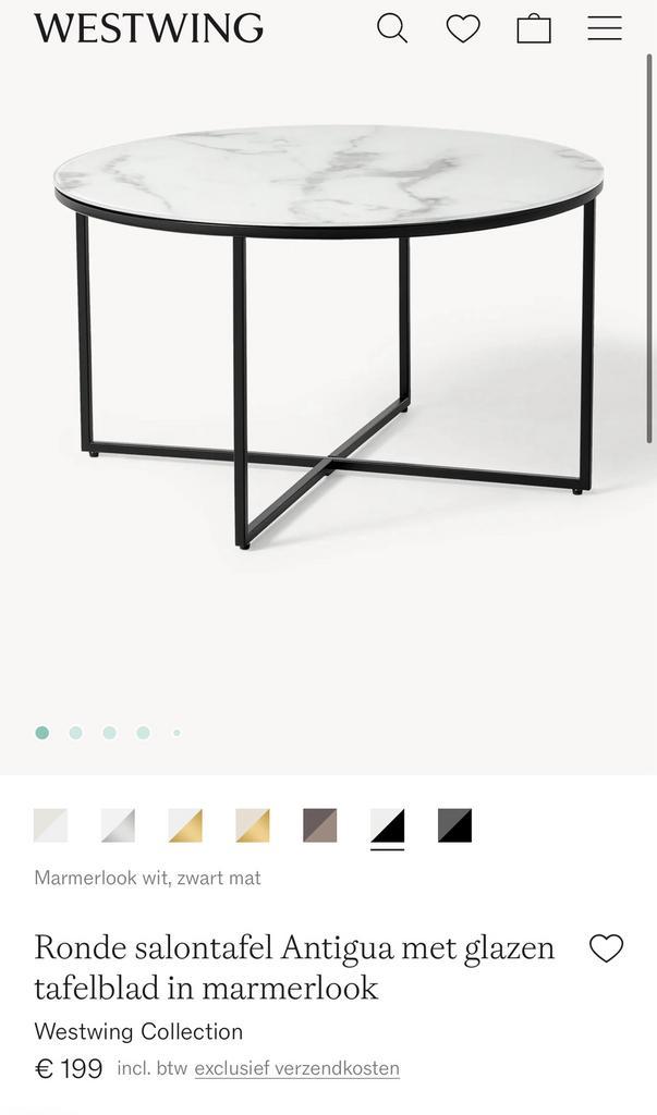 Antigua salontafel Westwing Marmer, Huis en Inrichting, Tafels | Salontafels, Zo goed als nieuw, Minder dan 50 cm, 50 tot 100 cm