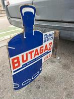 butagas 2 zijdig emaille reclamebord, Ophalen of Verzenden, Gebruikt, Reclamebord