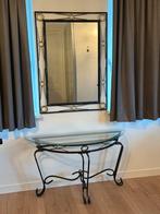 Kaptafel glas en spiegel, Huis en Inrichting, Ophalen, 100 tot 150 cm, Metaal of Aluminium, Zo goed als nieuw