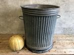 Grote zinken ribbelton | plantenbak | prullenbak | stadstuin, Tuin en Terras, Bloembakken en Plantenbakken, Tuin, Gebruikt, Minder dan 60 cm