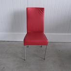 Eetkamerstoel, vergaderstoel, Rood leder, 4-poots frame, Huis en Inrichting, Stoelen, Gebruikt, -, -, Leer