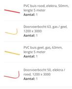 Doorvoerbocht en pvc buis rood (elektra) en geel (gas), Doe-het-zelf en Verbouw, Buizen en Afvoer, Nieuw, 6 meter of meer, Overige typen