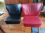 Cocktailstoel clubfauteuil rood zwart skai jaren 50 60, Huis en Inrichting, Jaren 50 60 Artifort, Gebruikt, Minder dan 75 cm, 50 tot 75 cm