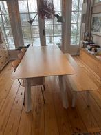 Studio Henk Eettafel met Bank - Eiken & Wit Staal, 100 tot 150 cm, Eikenhout, Ophalen of Verzenden, Zo goed als nieuw