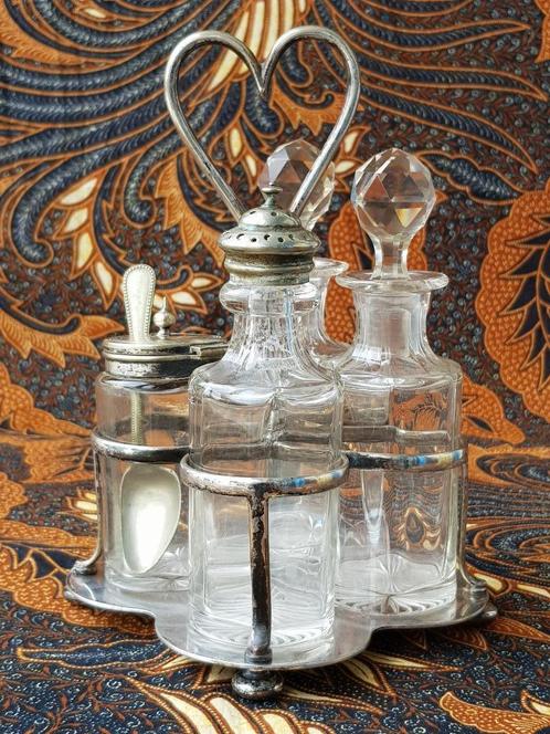 Antieke condiment set uit Engeland van Walker & Hall 20 cm., Antiek en Kunst, Antiek | Woonaccessoires, Ophalen of Verzenden