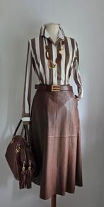 Est Seven leren rok & Cavallaro blouse  38, Kleding | Dames, Maat 38/40 (M), Bruin, Verzenden, Zo goed als nieuw