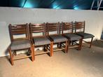 Te koop 5 stuks houten stoelen met grijze stofzitting., Huis en Inrichting, Stoelen, Grijs, Ophalen of Verzenden