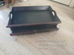 Tekoop...HOUTEN DIENBLAD MET 2 LAATJES, Ophalen of Verzenden, Gebruikt, Rechthoekig, Hout
