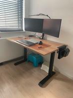 Elektrische zit-sta bureau 120x80 natuur+zwart, Huis en Inrichting, Bureaus, Ophalen, Gebruikt