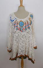 Ibiza/boho kant look bewerkte tuniek/jurkje! L, Verzenden, Beige, Maat 42/44 (L), Zo goed als nieuw