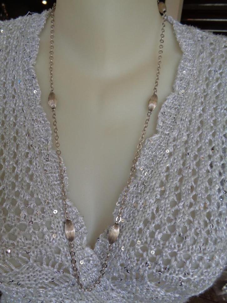 zilveren lange ketting met mooie sier schakels [924], Sieraden, Tassen en Uiterlijk, Kettingen, Zo goed als nieuw, Zilver, Zilver